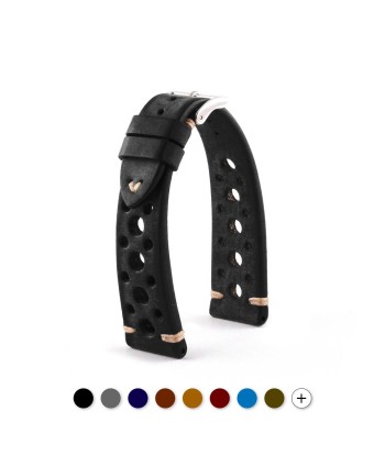 ​Vintage "Racing" strap - High end leather watch band - Calf (black, grey, brown, blue, red, taupe, camo) 2024