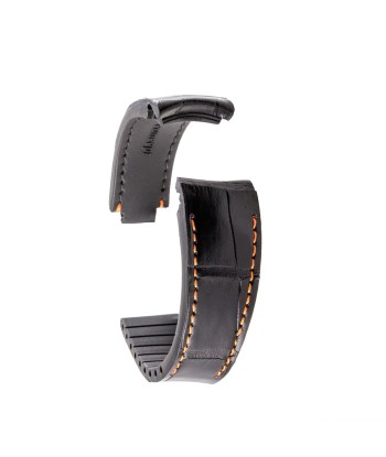 ​Rolex - R Strap high end leather watchband - Contrasted black alligator (blue, brown, grey...) outlet