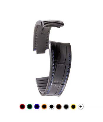 ​Rolex - R Strap high end leather watchband - Contrasted black alligator (blue, brown, grey...) outlet