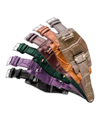 ​Bund vintage strap - Leather watch strap - Alligator (black, brown, green, kaki, purple) du meilleur 