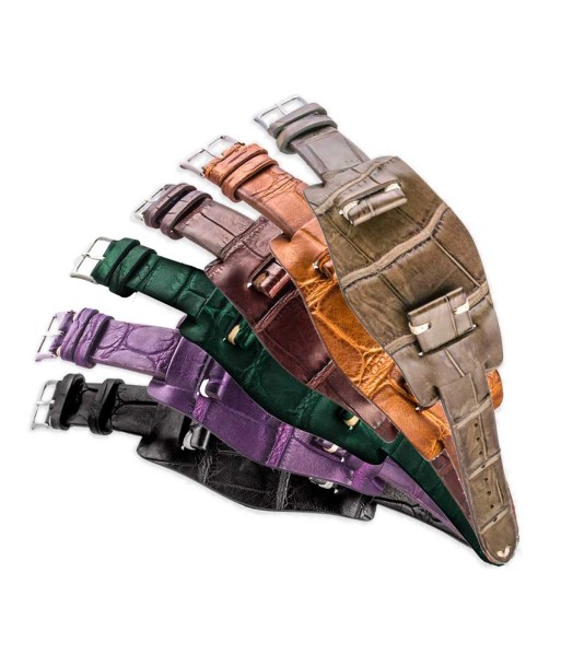 ​Bund vintage strap - Leather watch strap - Alligator (black, brown, green, kaki, purple) du meilleur 