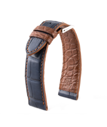 ​"Artisan" leather watchband - Alligator (black / yellow, blue / brown, brown / blue) la chaussure