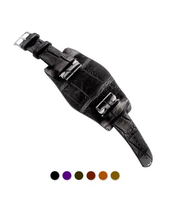 ​Bund vintage strap - Leather watch strap - Alligator (black, brown, green, kaki, purple) du meilleur 