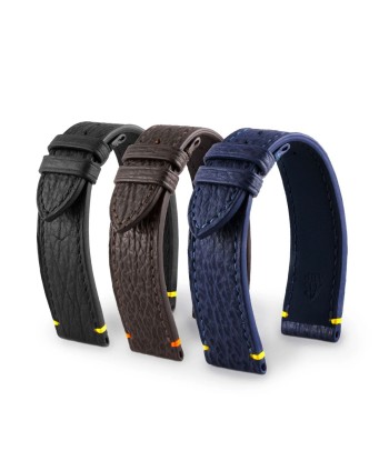 Diver - Leather watch band - Shark (black / yellow, brown / orange, blue / yellow) la livraison gratuite