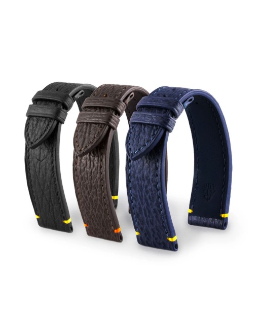 Diver - Leather watch band - Shark (black / yellow, brown / orange, blue / yellow) la livraison gratuite