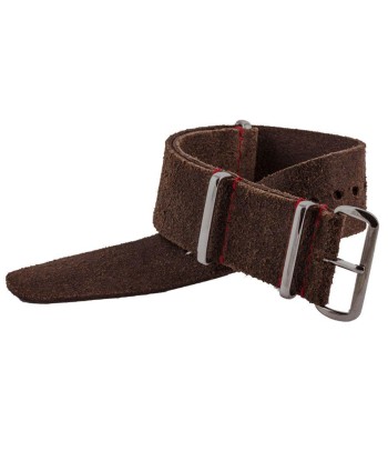 ​Breitling Navitimer - Leather nato watch band - Brushed calf (dark brown, medium brown) hantent personnes