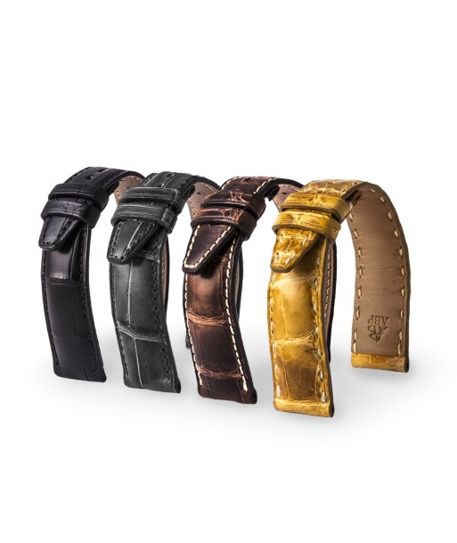 ​IWC Portuguese - Leather watch band - Special tanning waxed alligator (black, grey, brown) Découvrez la collection