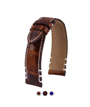 ​Leather watch band - Yachting nautical knots - Alligator (blue / white, brown / white) Fin de série