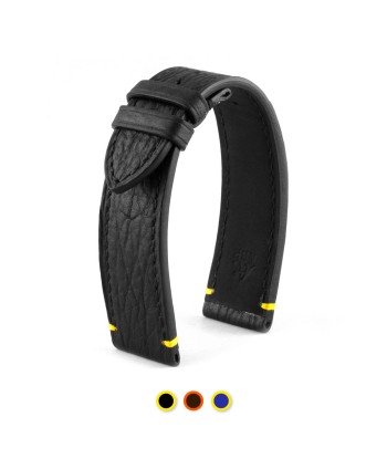 Diver - Leather watch band - Shark (black / yellow, brown / orange, blue / yellow) la livraison gratuite