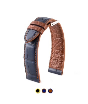 ​"Artisan" leather watchband - Alligator (black / yellow, blue / brown, brown / blue) la chaussure