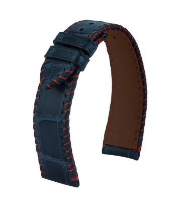 ​Leather watch strap - Yachting semi tribal stitching - Alligator (brown / blue, blue / brown) shop