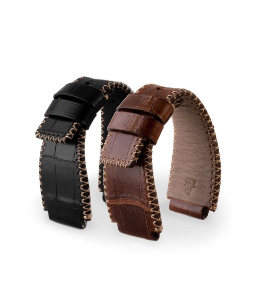 ​Bell & Ross - Leather watch band - Tribal stitching alligator (black / brown, brown / brown) En savoir plus