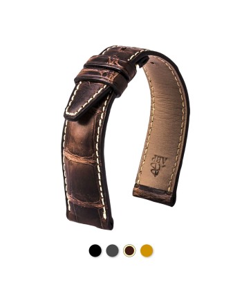 ​IWC Portuguese - Leather watch band - Special tanning waxed alligator (black, grey, brown) Découvrez la collection