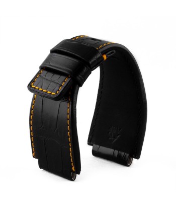 ​Bell & Ross - Leather watch band - Contrasted stitching alligator (black / yellow, black / brown, black / orange) Paris Déstockage Promo