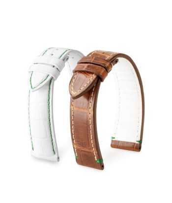 Leather watchband - Golf - Alligator (brown, white) ou a consommer sur place