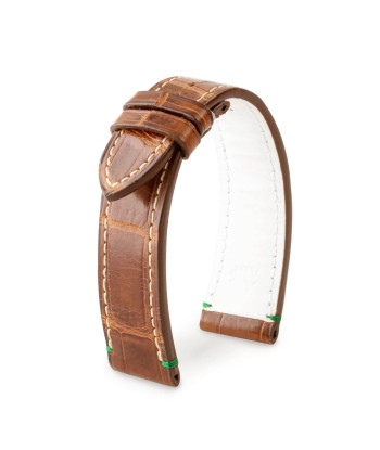 Leather watchband - Golf - Alligator (brown, white) ou a consommer sur place