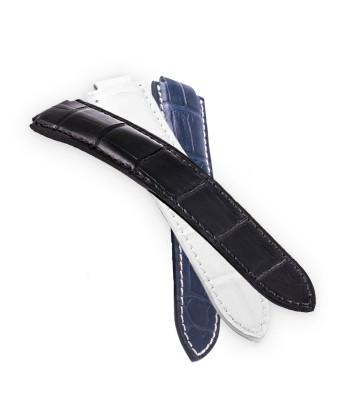 ​Cartier Ballon Bleu - Leather watch band - Alligator (black, white, blue) Livraison rapide