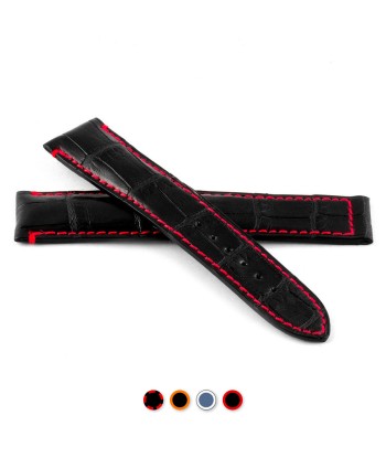 ​Omega Seamaster - Leather watch band - Alligator (black / red, black / orange, blue / white) Paris Déstockage Promo