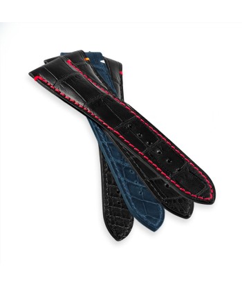 ​Omega Seamaster - Leather watch band - Alligator (black / red, black / orange, blue / white) Paris Déstockage Promo