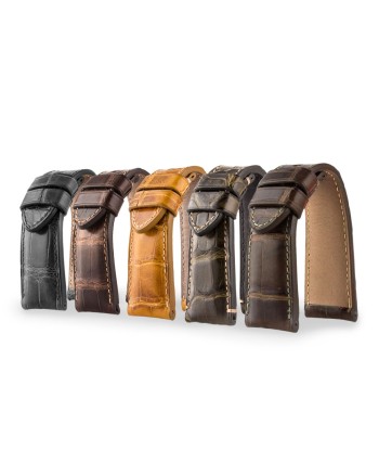 ​Panerai Radiomir & Luminor - Leather watch band - Alligator special tanning waxed (grey, brown, green) Voir les baskets