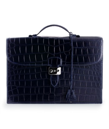 ​Leather Business Briefcase - Alligator (black, blue) pas cher 