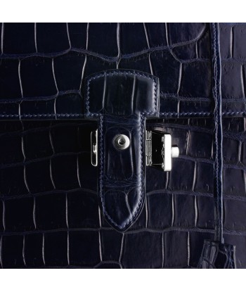 ​Leather Business Briefcase - Alligator (black, blue) pas cher 