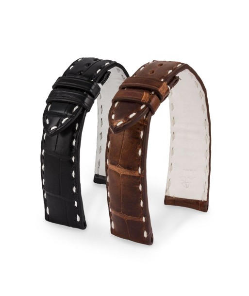 ​Leather watch band - Paddock - Alligator (black, brown) suggérées chez