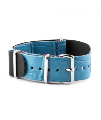 ​Rolex - Leather nato strap - Alligator (black, blue) destockage