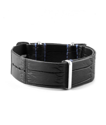 ​Rolex - Leather nato strap - Alligator (black, blue) destockage