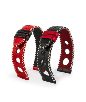 ​Leather watch strap - Formula 1 Monaco - Alligator (black / red) paiement sécurisé