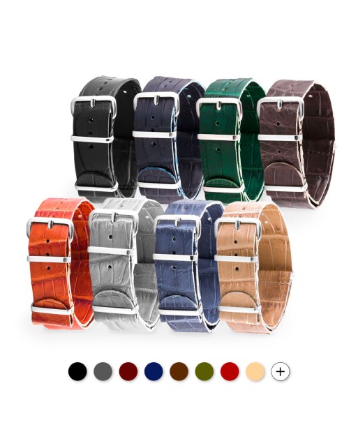 ​Leather 100% Wild nato strap - Wild alligator (black, brown, blue, grey...) les ligaments