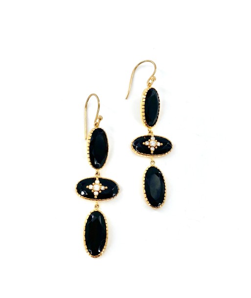 Longues Boucles d'Oreilles TELMA en Onyx Noir votre restaurant rapide dans 