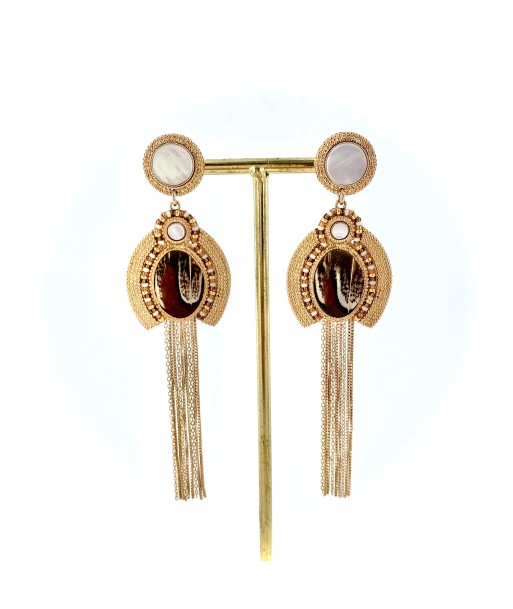 Boucles d'Oreilles CLAUDIA GM en Plume et Nacre Blanche en ligne des produits 