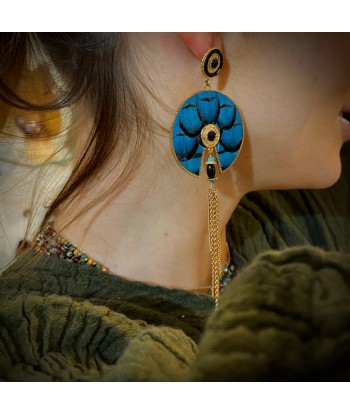 Boucles d'Oreilles Plumes Turquoise FUJITA GM livraison et retour toujours gratuits