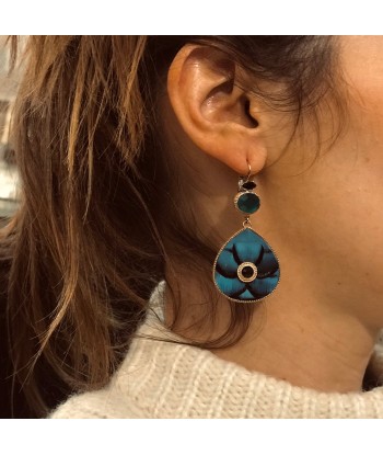 Boucles d'Oreilles FUJITA en Plumes Turquoise sur le site 