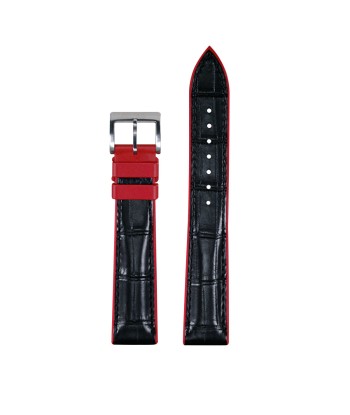 Rubber B - Rubber watch band in Alligator - Series structure with Red base le des métaux précieux