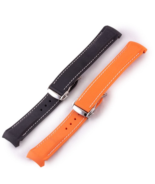 Omega Speedmaster / Seamaster - Stitched integrated Rubber watch band (black, orange) 2023